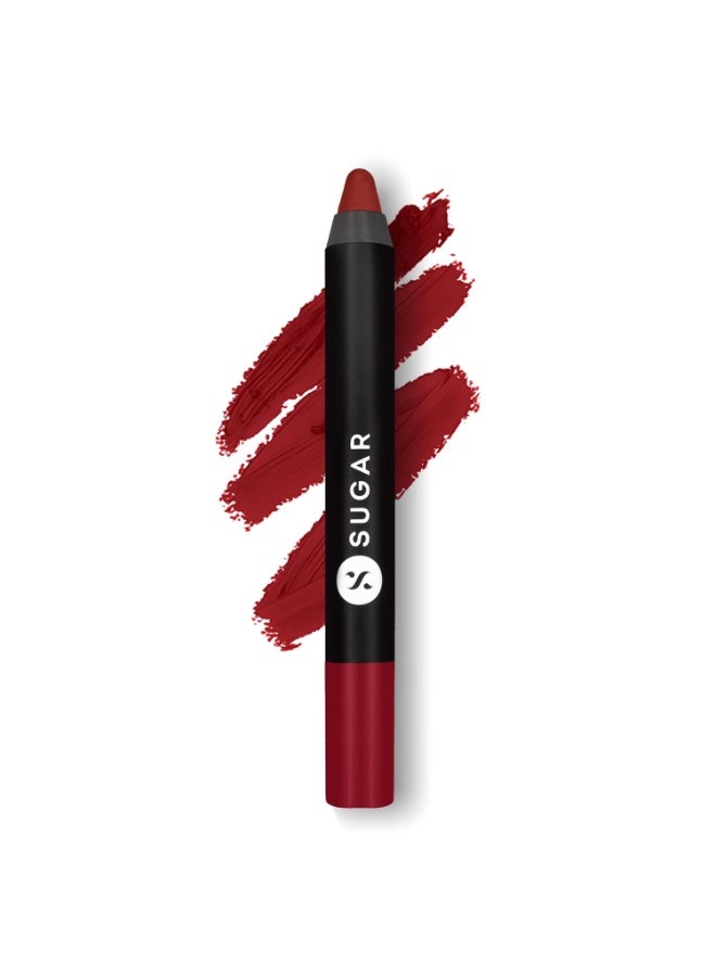 SUGAR Cosmetics Matte as Hell Crayon Lipsticks for Women | Lasts Up To 8+ Hours | Lip Crayon with Sharpener | 2.8gm - 10 Cherry Darling - Image 1